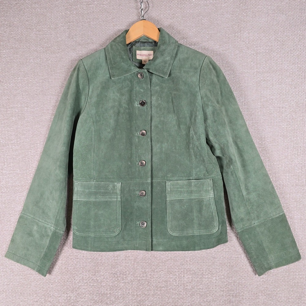 Monterey Bay Green Suede Leather Button Front Jacket Small F02101